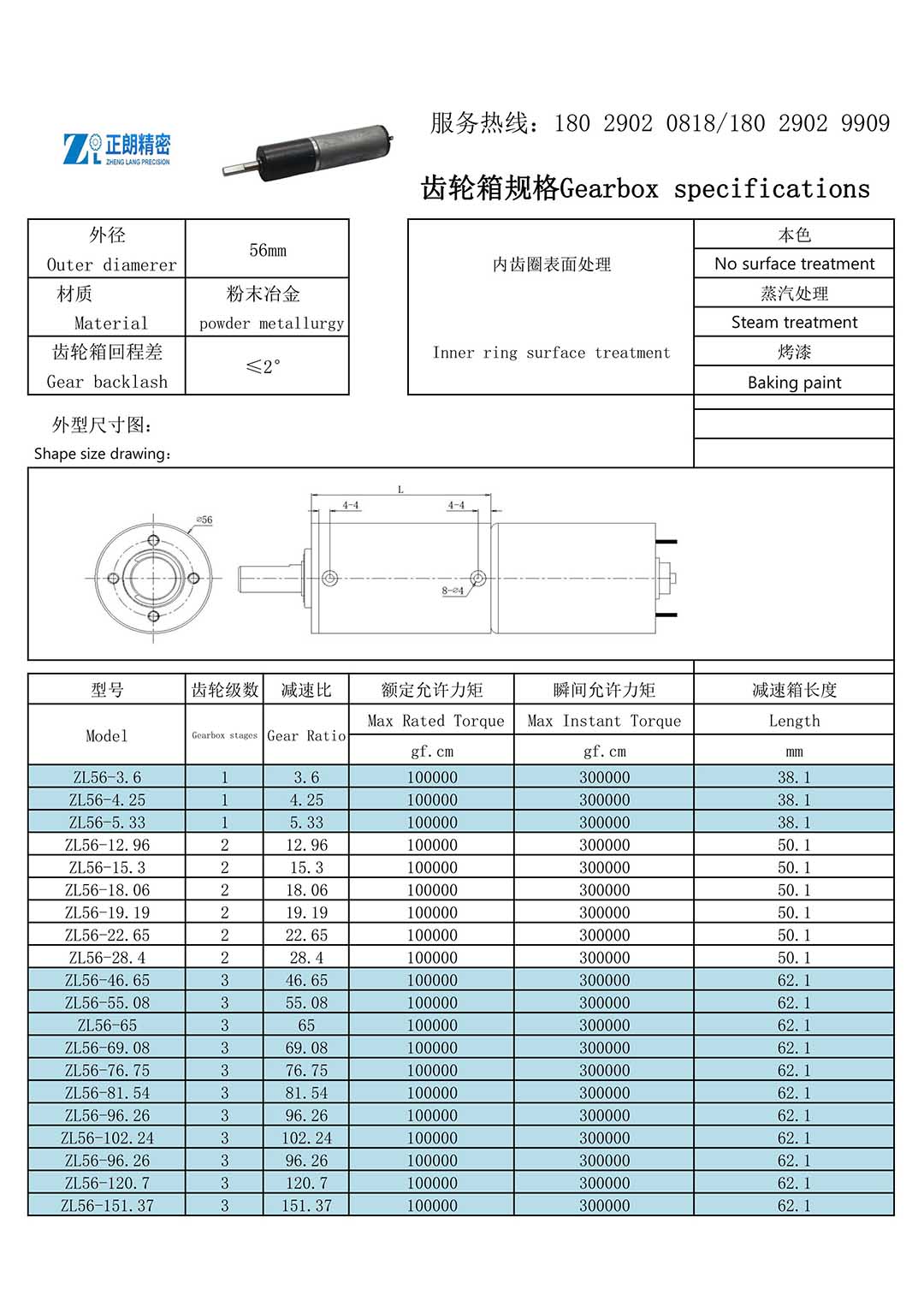 56齿轮箱规格